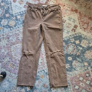 Women's Brown Distressed Jeans